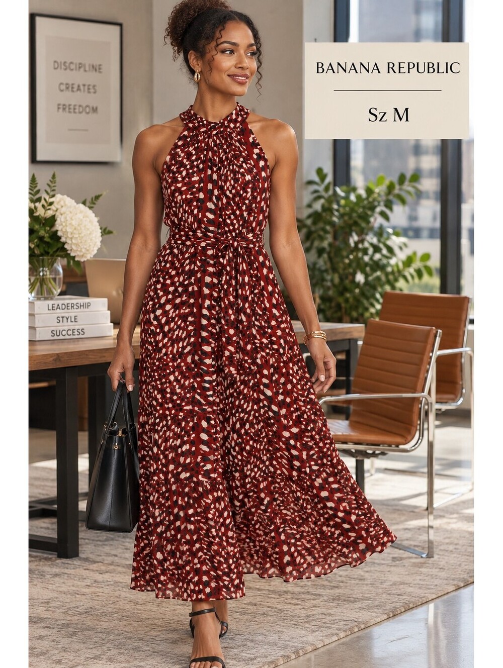 Banana Republic | Sz M | Print Halter Maxi Dress